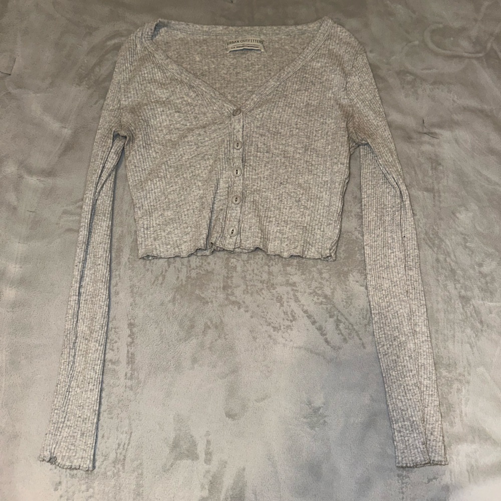 Urban Outfitters Cropped Soft Long Sleeve Light Grey